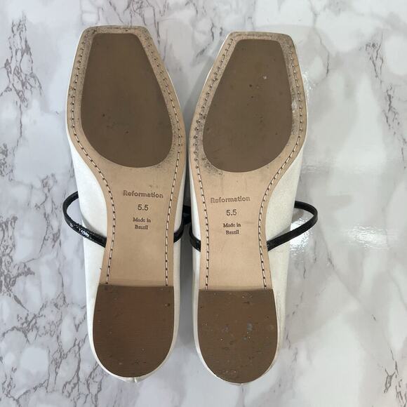 Reformation Womens Mariella Mary Jane Ballet Flats Size 5.5 Black White Minimal - Picture 10 of 15